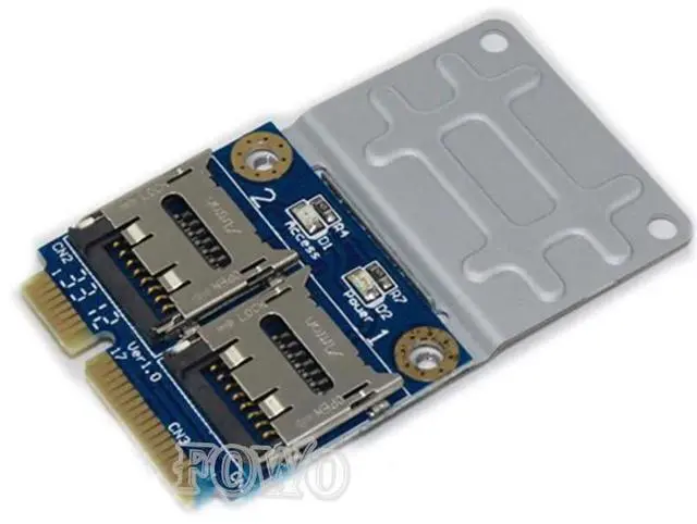Alt view image 2 of 5 - 2 ports SSD HDD for Laptop Dual Micro SD SDHC SDXC to Mini PCI express Memory Card reader mPCIe to 2 mini-sdcards adapter