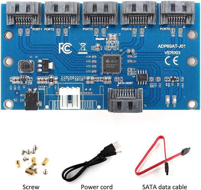 Alt view image 6 of 6 - SATA 1 to 5 port multiplier card port multiplier SATA 3 Controller Card Motherboard SATA 3.0 III 6Gbps expansion card Adapter