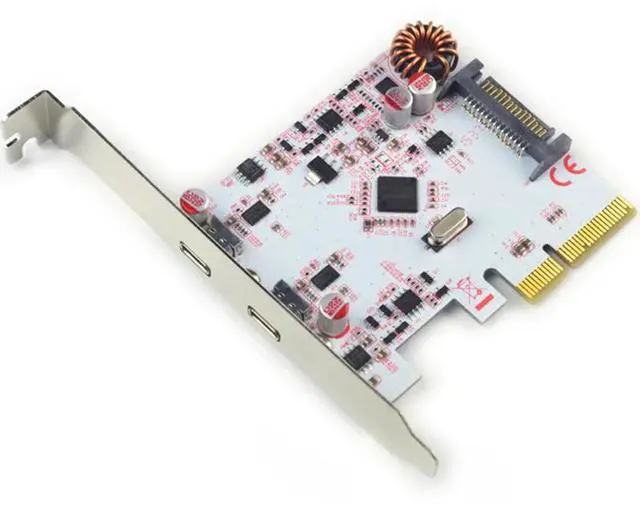 Alt view image 3 of 5 - USB 3.1 PCIE PCI Express Expansion Card PCI-E 4X to USB 3.1 Gen2 10Gbps 2-Port USB C Adapter ASMedia ASM1142 + ASM1542 Chipset