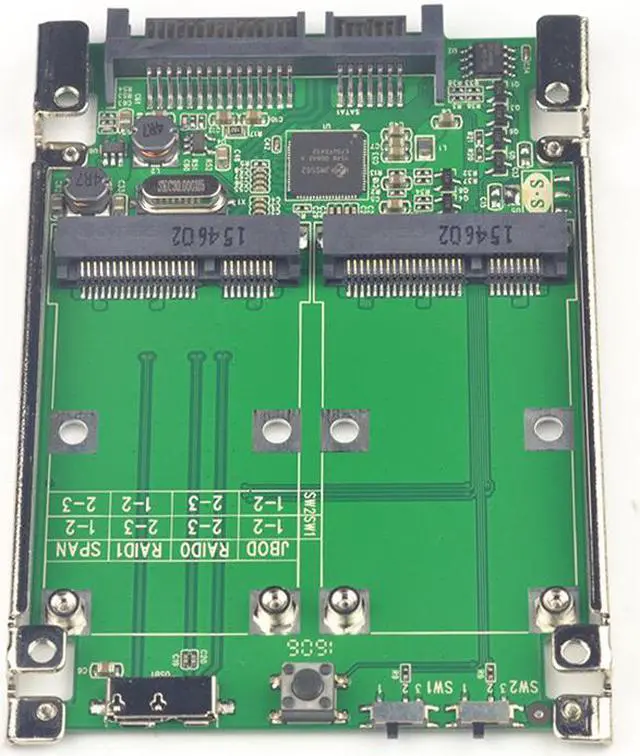 Alt view image 5 of 5 - USB SATA mSATA Adapter USB 3 SATA 3.0 to 2 port mSATA RAID SSD Adapter SATA3.0 USB3 mini SATA Converter Card with cable
