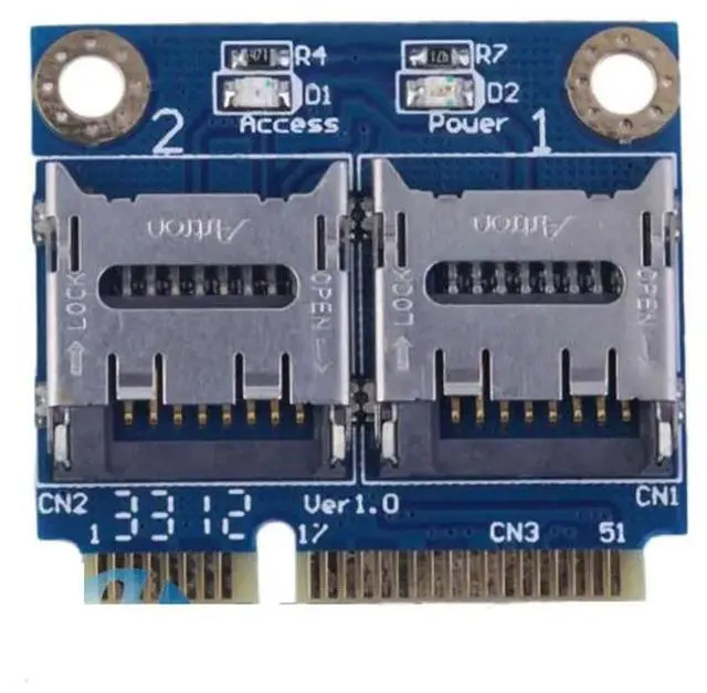 Alt view image 3 of 5 - 2 ports SSD HDD for Laptop Dual Micro SD SDHC SDXC to Mini PCI express Memory Card reader mPCIe to 2 mini-sdcards adapter