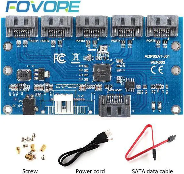 Main image of SATA 1 to 5 port multiplier card port multiplier SATA 3 Controller Card Motherboard SATA 3.0 III 6Gbps expansion card Adapter