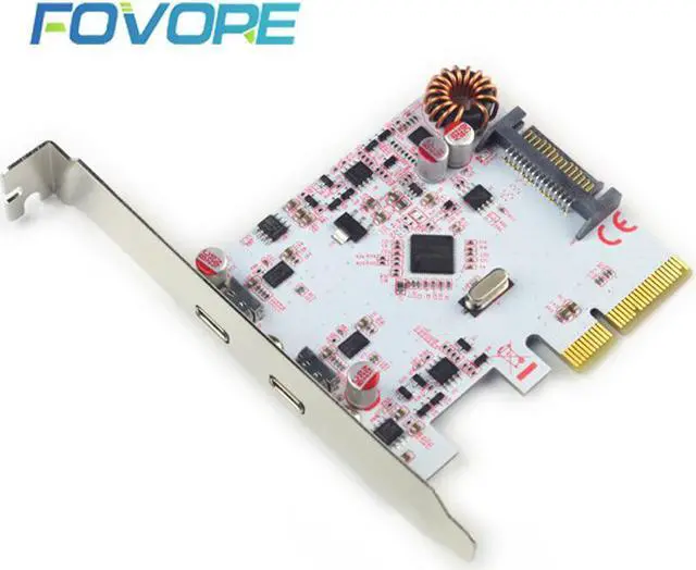 Main image of USB 3.1 PCIE PCI Express Expansion Card PCI-E 4X to USB 3.1 Gen2 10Gbps 2-Port USB C Adapter ASMedia ASM1142 + ASM1542 Chipset
