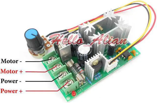 Alt view image 2 of 3 - DC 9V-60V 12V 18V 24V 36V 48V 20A PWM DC Motor Speed Controllor Overload Protection Regulator Switch  for 540/550/775 Motor