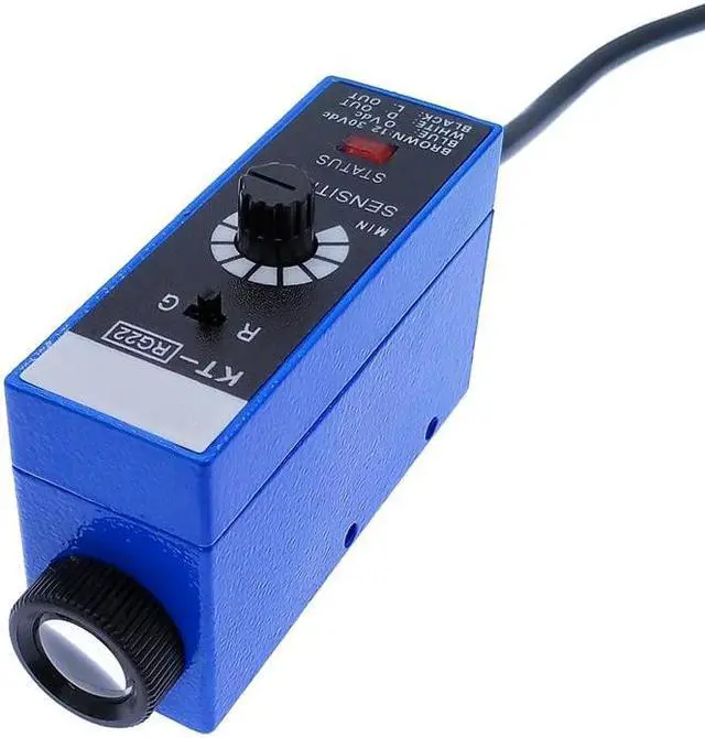 Main image of 1pcs color code sensor KT-RG22 KT-BG22 KT-WG22 10-30V mark detection photoelectric switch color mark sensor(KT-BG22)