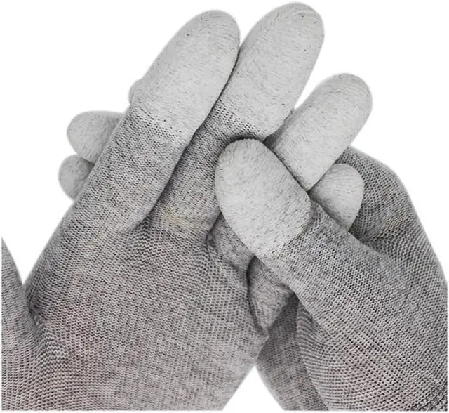 Alt view image 4 of 7 - Anti-Static Esd Gloves L Repair Carbon Fiber PU Coated Finger Anti Static ESD Wrist Strap Wrist Strap Cordless Anti Static Bracelet Electrostatic and Antistatic Cleaning Brush