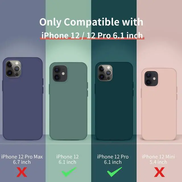 Alt view image 6 of 7 - Designed for iPhone 12 Case Designed for iPhone 12 Pro Case Silicone Shockproof Phone Case with [Soft Anti-Scratch Microfiber Lining] 6.1 inch Black