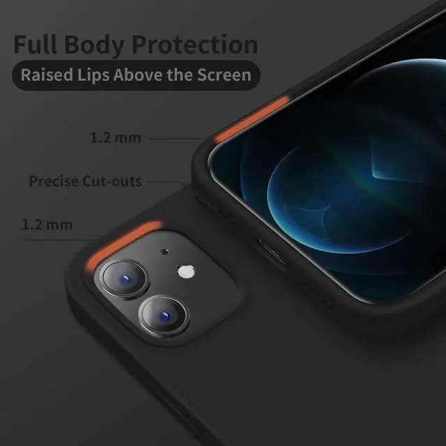 Alt view image 3 of 7 - Designed for iPhone 12 Case Designed for iPhone 12 Pro Case Silicone Shockproof Phone Case with [Soft Anti-Scratch Microfiber Lining] 6.1 inch Black