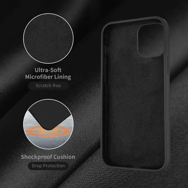 Alt view image 5 of 7 - Designed for iPhone 12 Case Designed for iPhone 12 Pro Case Silicone Shockproof Phone Case with [Soft Anti-Scratch Microfiber Lining] 6.1 inch Black