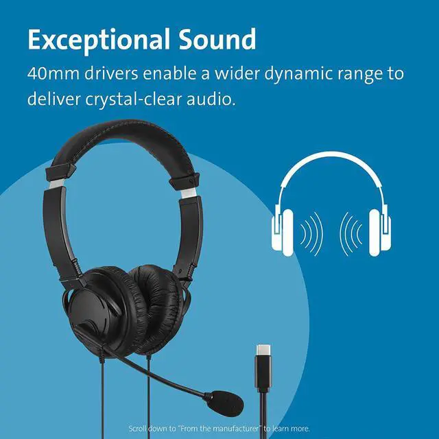 Alt view image 2 of 6 - Kensington Hi-Fi USB-C Headphones with Mic (K97457WW)