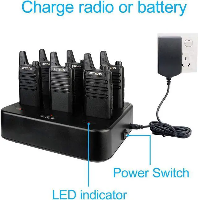 Alt view image 2 of 7 - Retevis RT22 Walkie Talkies Rechargeable Hands Free 2 Way Radios Two-Way Radio(6 Pack) with 6 Way Multi Gang Charger
