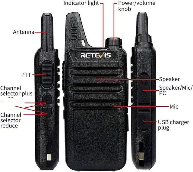 Alt view image 4 of 7 - Retevis RT22 Walkie Talkies Rechargeable Hands Free 2 Way Radios Two-Way Radio(6 Pack) with 6 Way Multi Gang Charger