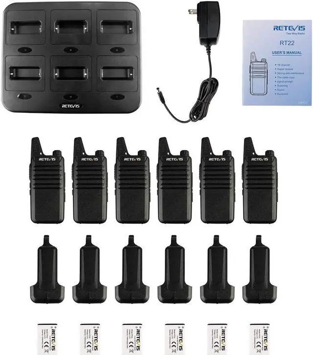 Alt view image 7 of 7 - Retevis RT22 Walkie Talkies Rechargeable Hands Free 2 Way Radios Two-Way Radio(6 Pack) with 6 Way Multi Gang Charger