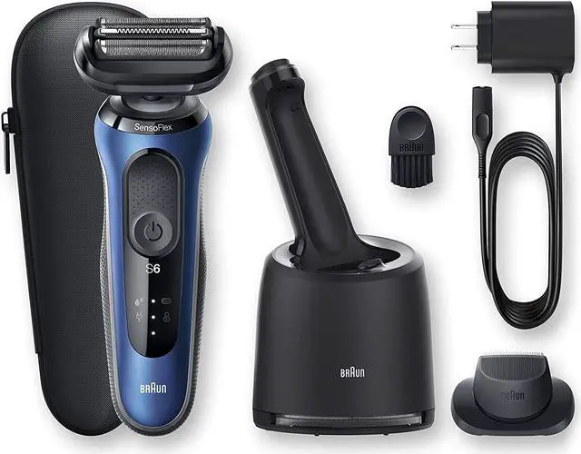 Alt view image 6 of 7 - Braun Electric Razor for Men, Series 6 6072Cc Sensoflex Electric Foil Shaver with Precision Beard Trimmer, Rechargeable, Wet & Dry with 4In1 Smartcare Center and Travel Case