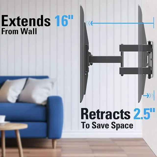 Alt view image 4 of 7 - Mounting Dream TV Wall Mount Swivel and Tilt for 42-75 Inch TVs, Full Motion TV Mount TV Bracket with Articulating Arms, Max VESA 600x400mm and 100 LBS Loading, Fits 16" Woods Studs, MD2658