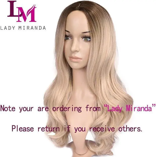 Alt view image 5 of 13 - Lady Miranda Ombre Wig Brown to Ash Blonde High Density Heat Resistant Synthetic Hair Weave Full Wigs for Women(T/Ash Blonde)