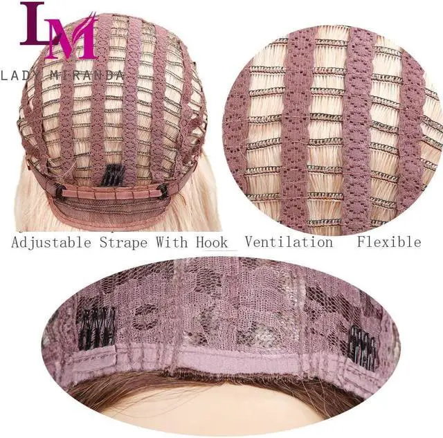 Alt view image 4 of 13 - Lady Miranda Ombre Wig Brown to Ash Blonde High Density Heat Resistant Synthetic Hair Weave Full Wigs for Women(T/Ash Blonde)