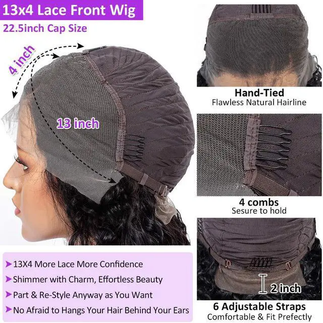 Alt view image 4 of 6 - CYNOSURE Lace Front Wigs Human Hair Pre Plucked Brazilian Kinky Curly Lace Frontal Wig with Baby Hair 9A Natural Hair Wigs for Black Women(16, Curly Wigs)