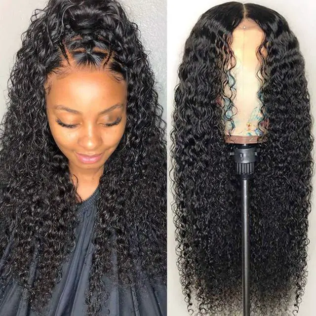 Main image of CYNOSURE Lace Front Wigs Human Hair Pre Plucked Brazilian Kinky Curly Lace Frontal Wig with Baby Hair 9A Natural Hair Wigs for Black Women(16, Curly Wigs)
