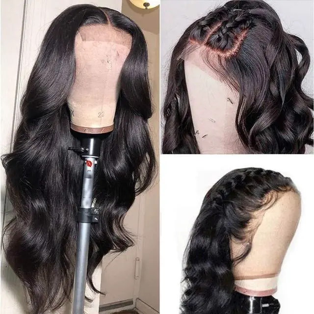 Alt view image 2 of 7 - Body Wave Lace Front Wigs Human Hair Pre Plucked Bleached Knots with Baby Hair Glueless 4×4 Brazilian Virgin Lace Closure Human Hair Wigs for Black Women Natural Color 150 Density