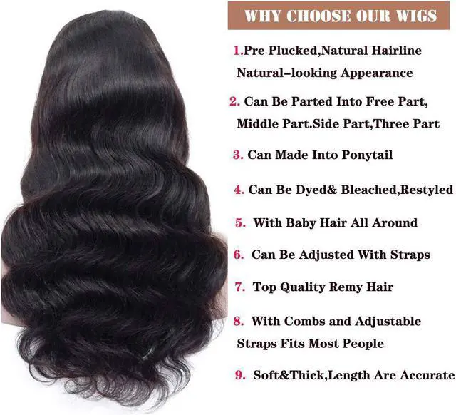 Alt view image 7 of 7 - Body Wave Lace Front Wigs Human Hair Pre Plucked Bleached Knots with Baby Hair Glueless 4×4 Brazilian Virgin Lace Closure Human Hair Wigs for Black Women Natural Color 150 Density