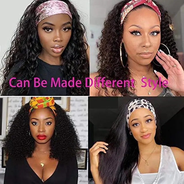 Alt view image 5 of 7 - Headband Wigs for Black Women Body Wave Human Hair Wigs Brazilian Virgin Hair None Lace Front Wigs Machine Made Wigs Headband Wig 150% Density (18" Headband Wigs)