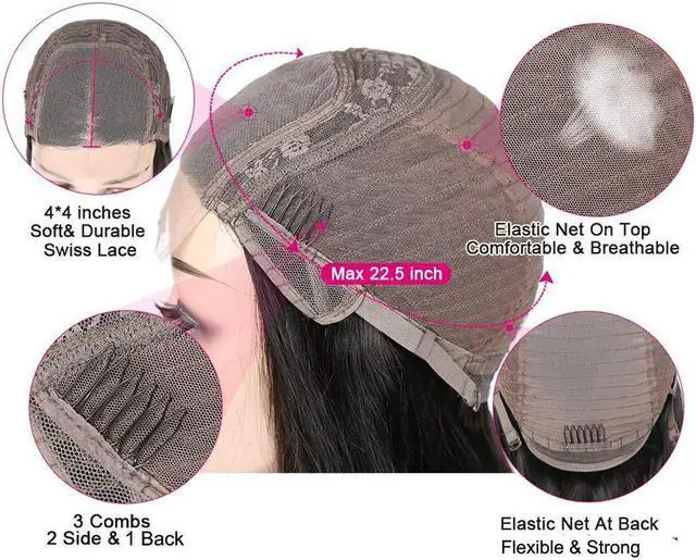 Alt view image 4 of 7 - Body Wave Lace Front Wigs Human Hair Pre Plucked Bleached Knots with Baby Hair Glueless 4×4 Brazilian Virgin Lace Closure Human Hair Wigs for Black Women Natural Color 150 Density