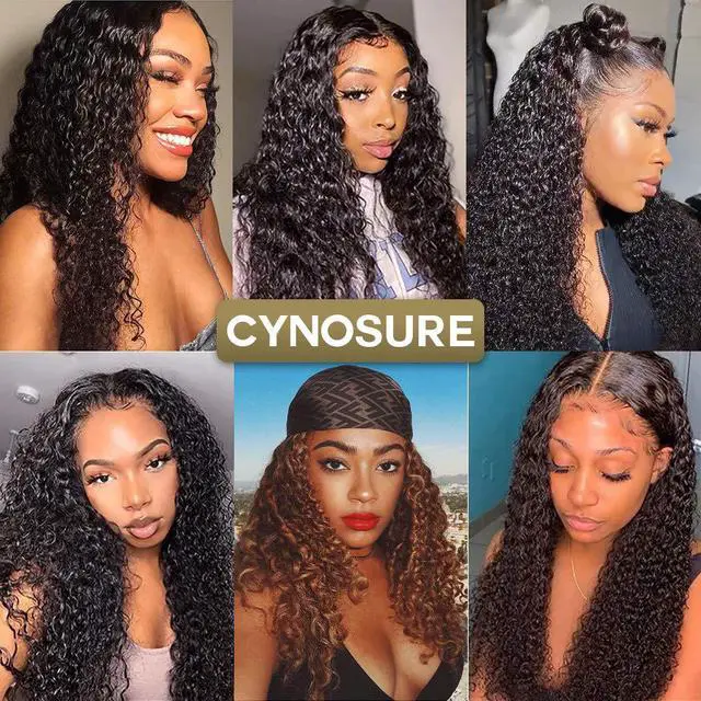 Alt view image 5 of 6 - CYNOSURE Lace Front Wigs Human Hair Pre Plucked Brazilian Kinky Curly Lace Frontal Wig with Baby Hair 9A Natural Hair Wigs for Black Women(16, Curly Wigs)
