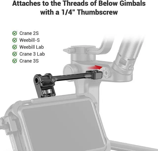 Alt view image 5 of 7 - SMALLRIG Adjustable Camera Monitor Mount for DJI Ronin-S/Ronin-Sc & ZHIYUN Crane 2S/Crane 3/3S/WEEBILL-S & MOZA Aircross 2 Gimbals - 2889