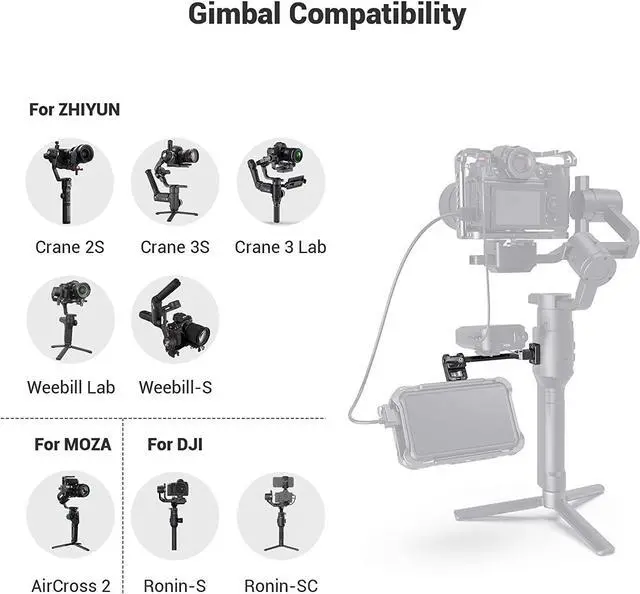 Alt view image 4 of 7 - SMALLRIG Adjustable Camera Monitor Mount for DJI Ronin-S/Ronin-Sc & ZHIYUN Crane 2S/Crane 3/3S/WEEBILL-S & MOZA Aircross 2 Gimbals - 2889