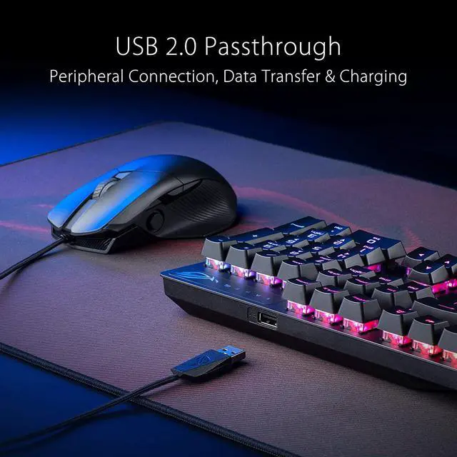 Alt view image 4 of 7 - Mechanical Gaming Keyboard - ROG Strix Scope RX | Red Optical Mechanical Switches | USB 2.0 Passthrough | 2X Wider Ctrl Key for Greater FPS Precision | Aura Sync, Armoury Crate RGB Lighting