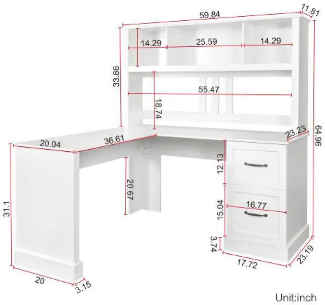 Alt view image 5 of 5 - Home Office Computer Desk with Hutch, Antiqued Black finish
