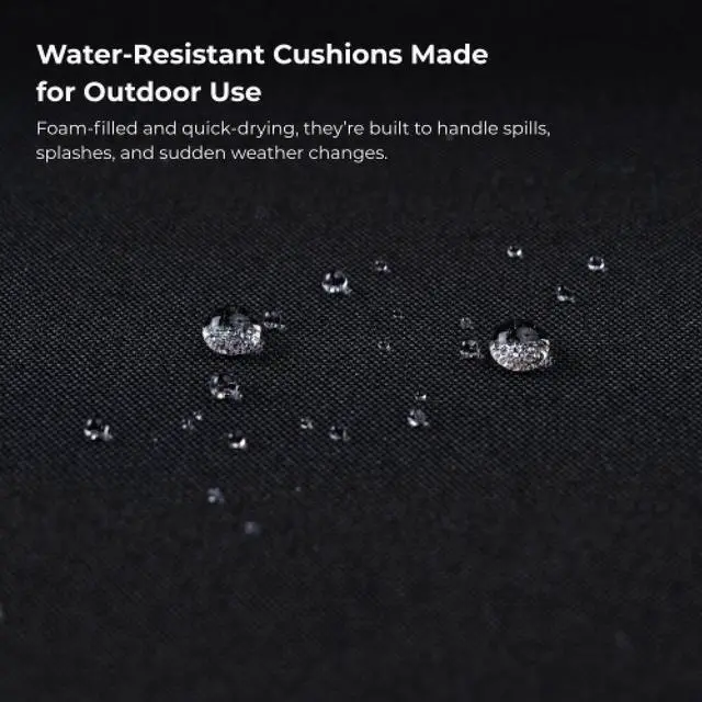 Alt view image 4 of 7 - 4-Piece Patio Furniture Set Outdoor Balcony Porch Garden Backyard Lawn Furniture Acacia Wood Table Top, Morden Black and Light Brown