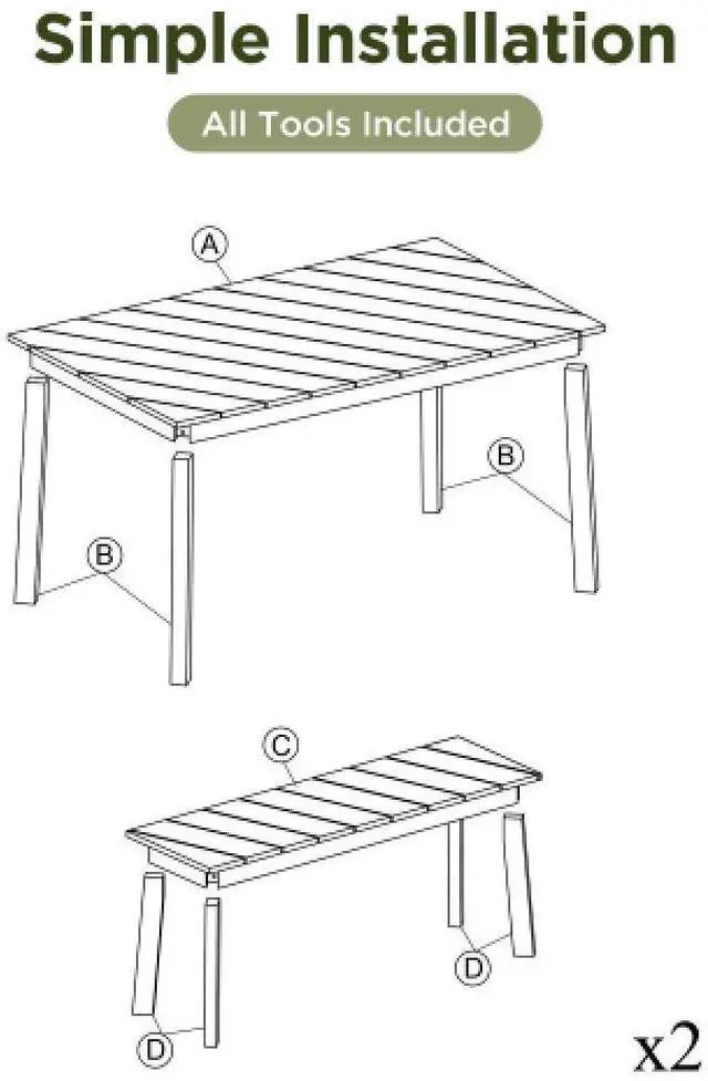 Alt view image 4 of 7 - 3 Pieces Acacia Wood Table Bench Dining Set For Outdoor & Indoor Furniture With 2 Benches, Picnic Beer Table for Patio, Porch, Garden, Poolside, Natural