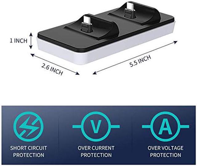 Alt view image 5 of 6 - PlayStation 5 DualSense Controller Charger with Dual Detachable Type C Ports,Portable Charging Station Stand for PS5 Controller,Black & White