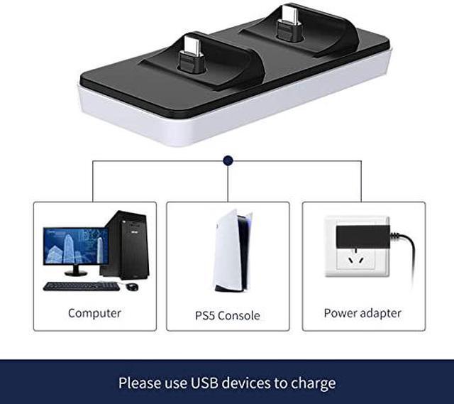 Alt view image 4 of 6 - PlayStation 5 DualSense Controller Charger with Dual Detachable Type C Ports,Portable Charging Station Stand for PS5 Controller,Black & White