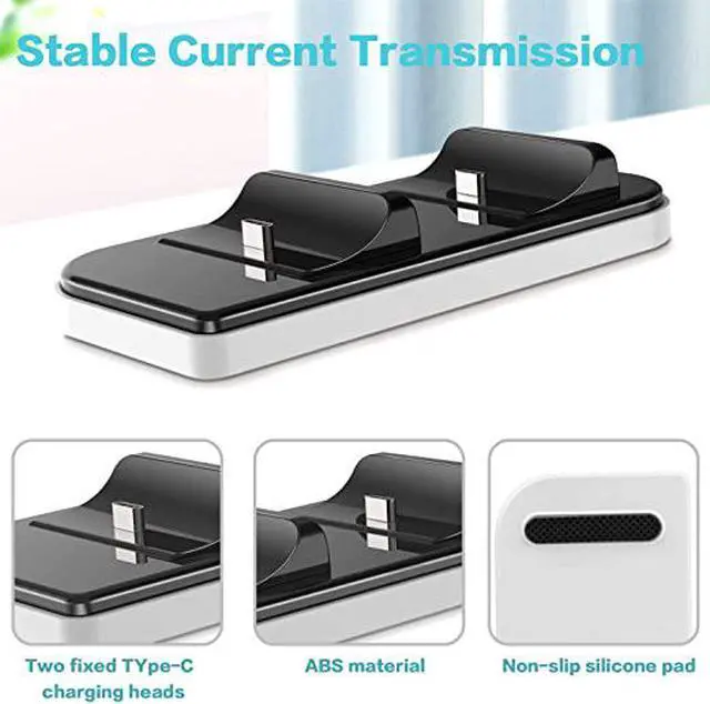Alt view image 3 of 6 - Charging Station for PS5 DualSense Wireless Controller, Charging Dock with Dual USB C Ports, Console Accessories Portable Charger Stand Holder for Playstation 5 PS5 Game Controller - Black