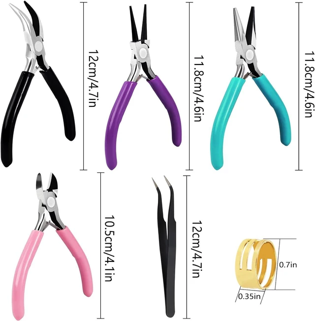 Alt view image 6 of 6 - 4Pcs Jewelry Pliers Set Jewelry Making Pliers Tools Kit Include Jewelry Making Needle Nose Chain Nose Round Bent Pliers Wire Cutter for Bracelet Beading DIY Craft Jewelry Making Supplies