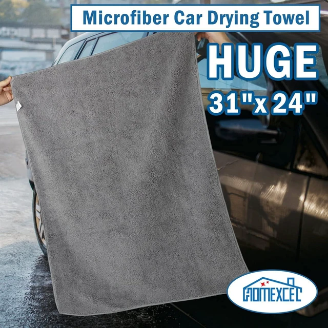 Alt view image 6 of 6 - Professional Large Microfiber Car Drying Towels 2 Pack, Lint Free, Scratch Free, Highly Absorbent Drying Towel for Cars, SUVs, RVs, Trucks, and Boats,31" x 24",Grey