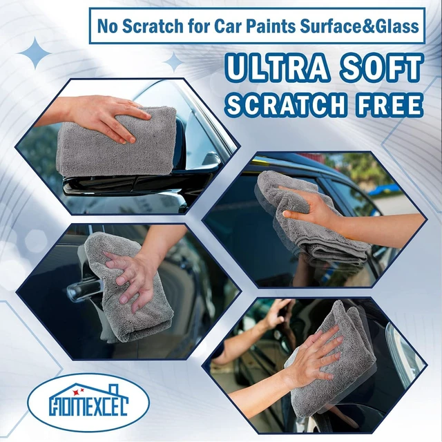 Alt view image 4 of 6 - Professional Large Microfiber Car Drying Towels 2 Pack, Lint Free, Scratch Free, Highly Absorbent Drying Towel for Cars, SUVs, RVs, Trucks, and Boats,31" x 24",Grey