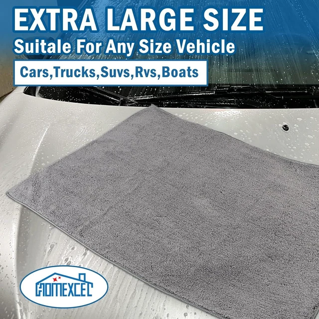 Alt view image 5 of 6 - Professional Large Microfiber Car Drying Towels 2 Pack, Lint Free, Scratch Free, Highly Absorbent Drying Towel for Cars, SUVs, RVs, Trucks, and Boats,31" x 24",Grey
