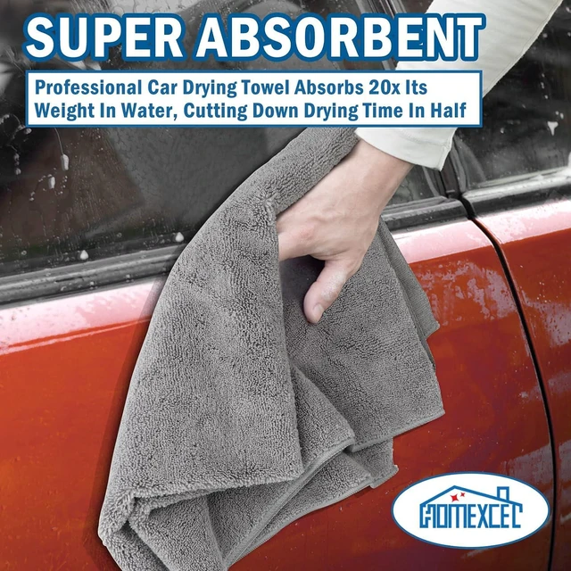 Alt view image 2 of 6 - Professional Large Microfiber Car Drying Towels 2 Pack, Lint Free, Scratch Free, Highly Absorbent Drying Towel for Cars, SUVs, RVs, Trucks, and Boats,31" x 24",Grey