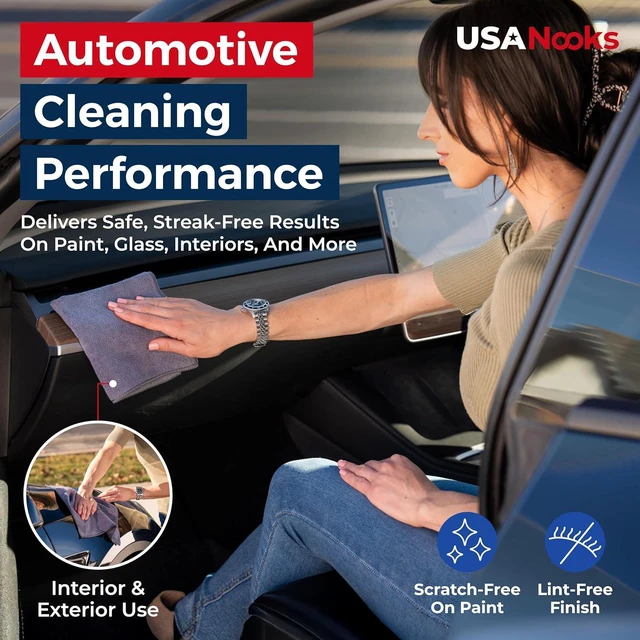 Alt view image 3 of 7 - USANOOKS Microfiber Cleaning Cloth Grey - 12 Pcs (12.5"x12.5") - High Performance - 1200 Washes, Ultra Absorbent Microfiber Towel Weave Grime & Liquid for Streak-Free Mirror Shine - Car Washing Cloth