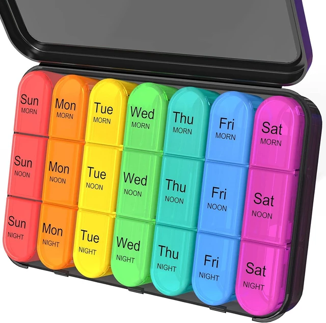 Main image of Pill Organizer 3 Times a Day, Pill Box 7 Day, Weekly Travel Case