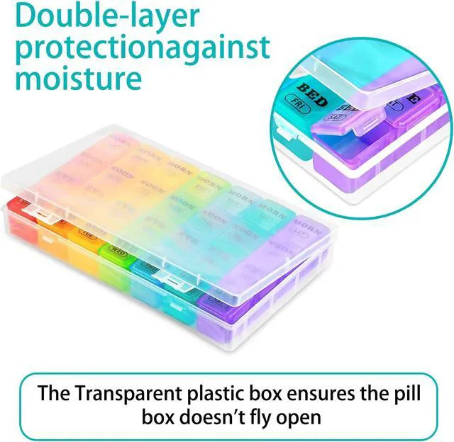 Alt view image 2 of 5 - Pill Organizer 4 Times a Day, XL Weekly AM PM Pill Box, 7 Day Large