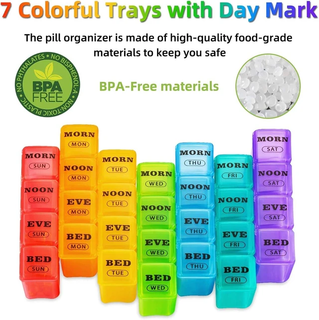 Alt view image 4 of 5 - Pill Organizer 4 Times a Day, XL Weekly AM PM Pill Box, 7 Day Large