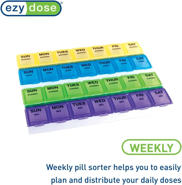 Alt view image 3 of 5 - Dose Weekly 7-Day, 4x/Day Pill Organizer, Rounded Base, Large