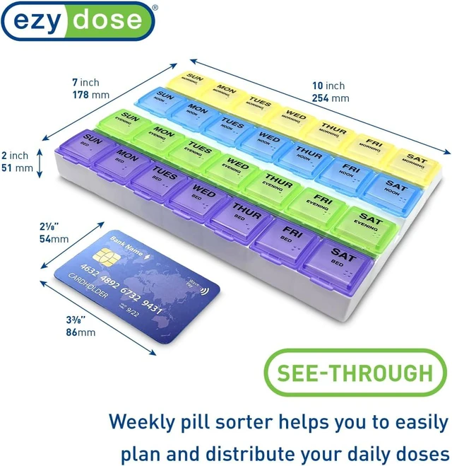 Alt view image 4 of 5 - Dose Weekly 7-Day, 4x/Day Pill Organizer, Rounded Base, Large