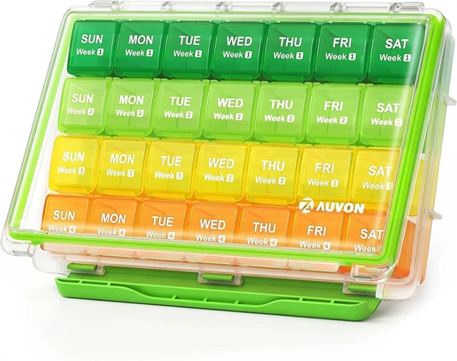Main image of Moisture-Proof Monthly Pill Organizer, 28-Day Compartments