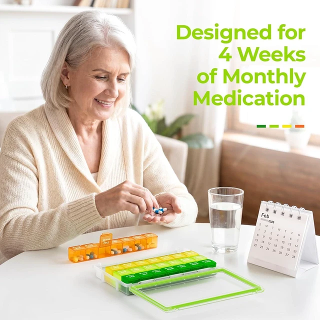 Alt view image 4 of 5 - Moisture-Proof Monthly Pill Organizer, 28-Day Compartments